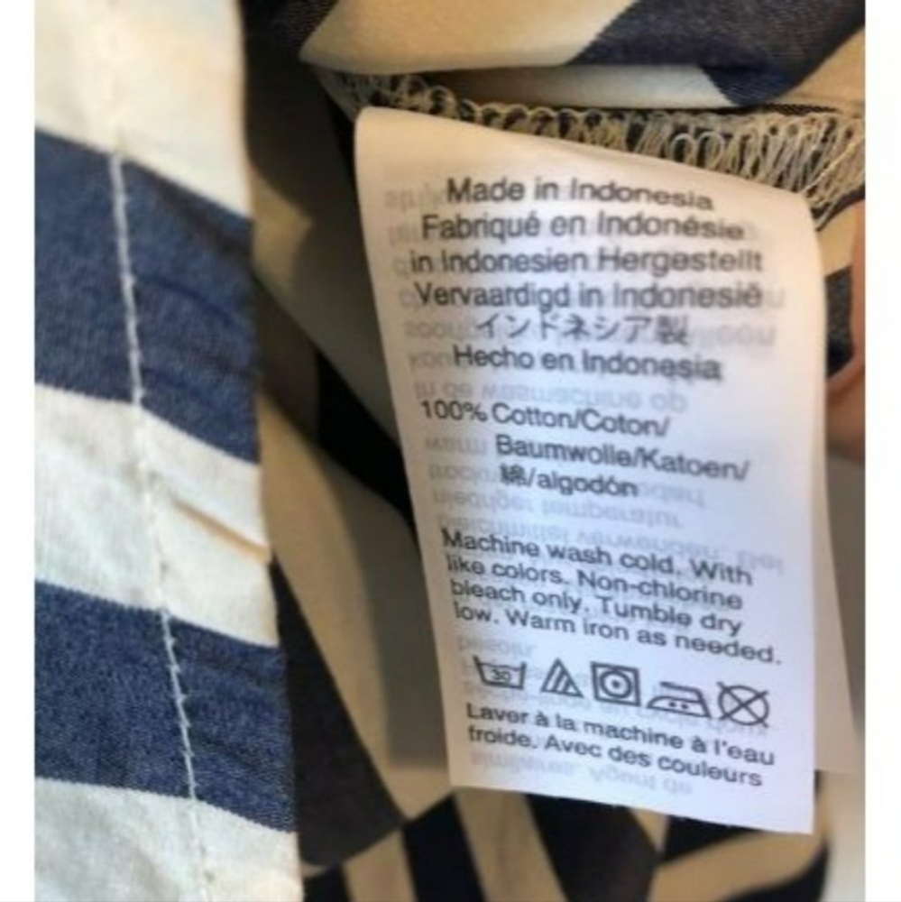 Madewell Cotton Striped Blue and White Long Sleeve Button Up Shirt - Picture 5 of 5